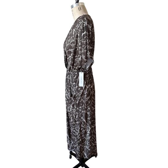 NWT GILLI Stretchy Taupe & White Print Midi Dress Size Small - Picture 3 of 6